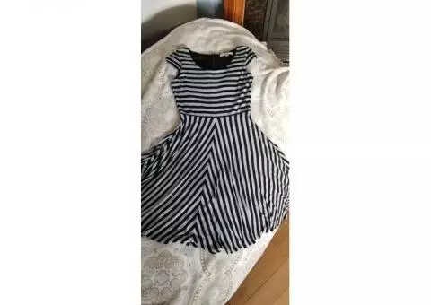 Navy/baby blue striped dress
